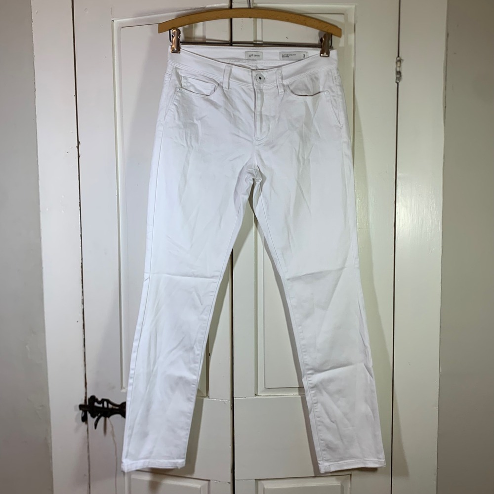 J Jill Denim Authentic Fit Slim Ankle Crisp White Jeans Sz 2 Coastal Clean Girl